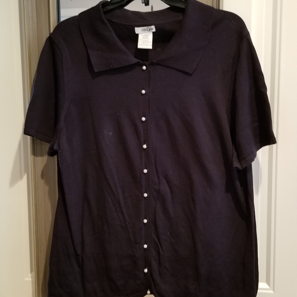 east5th Navy Blue Pearl Button Cardigan Top Sz XL